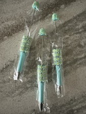 Fancy Beadable Rhinestone And Daisy Flowers Turquoise pens 3 Pcs