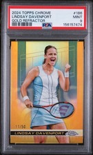 Lindsay Davenport 2024 Topps Chrome Tennis GOLD Refractor /50 SP #186 PSA 9 POP1