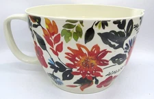 Large 10" Melamine Floral Patterned Batter Bowl with Handle & Non-Slip Base.