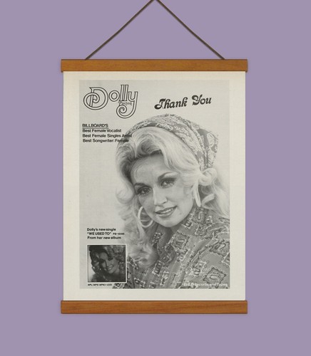 Rare Dolly Parton We Used To Promo / ORIGINAL ad, Mounted w/Magnetic Frame! - Picture 3 of 3