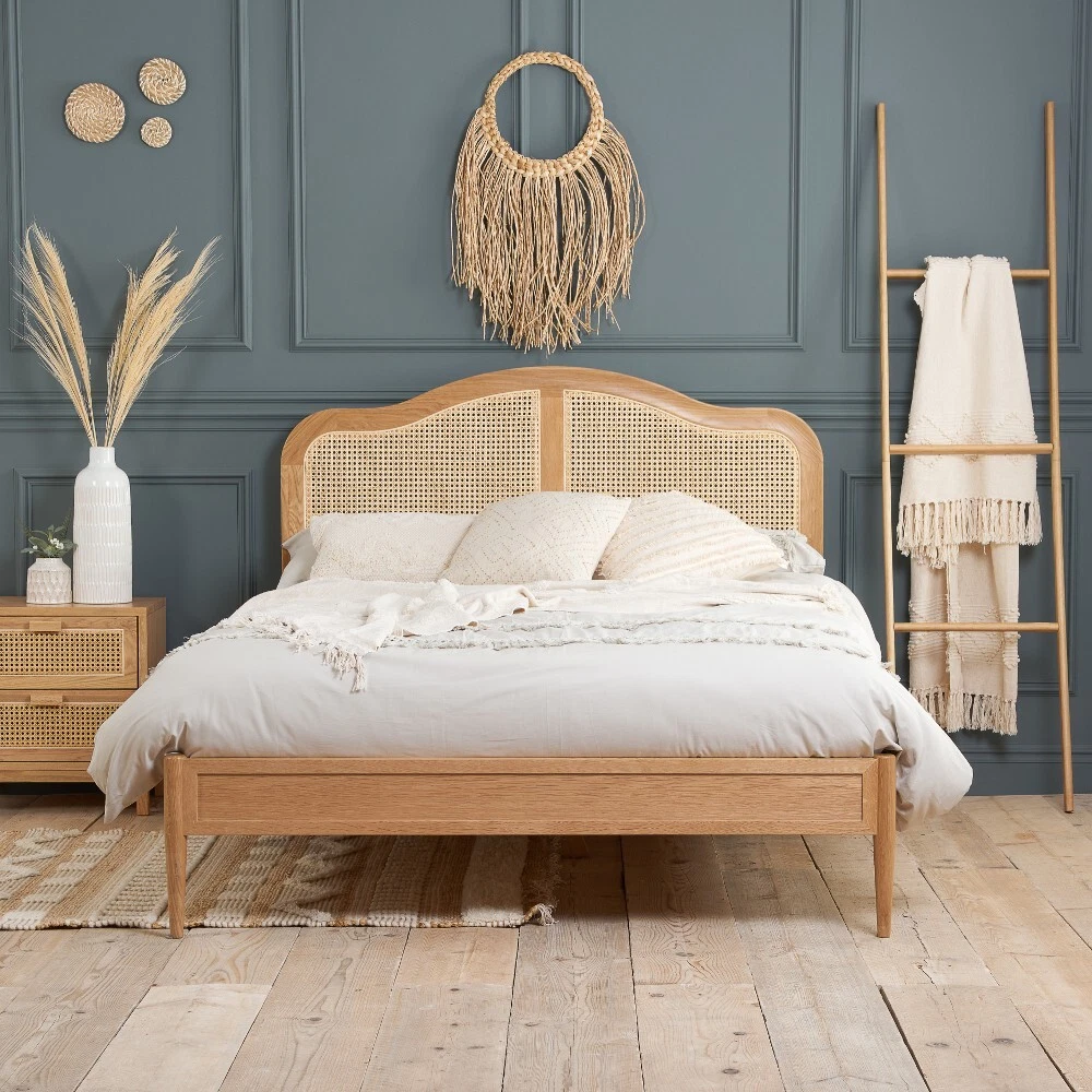 Oak rattan bed frame outlet