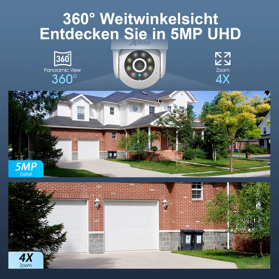 ANRAN Überwachungskamera Set Außen Kamera System 5MP WLAN Mit 12" NVR Audio 2TB  - Bild 4 von 4