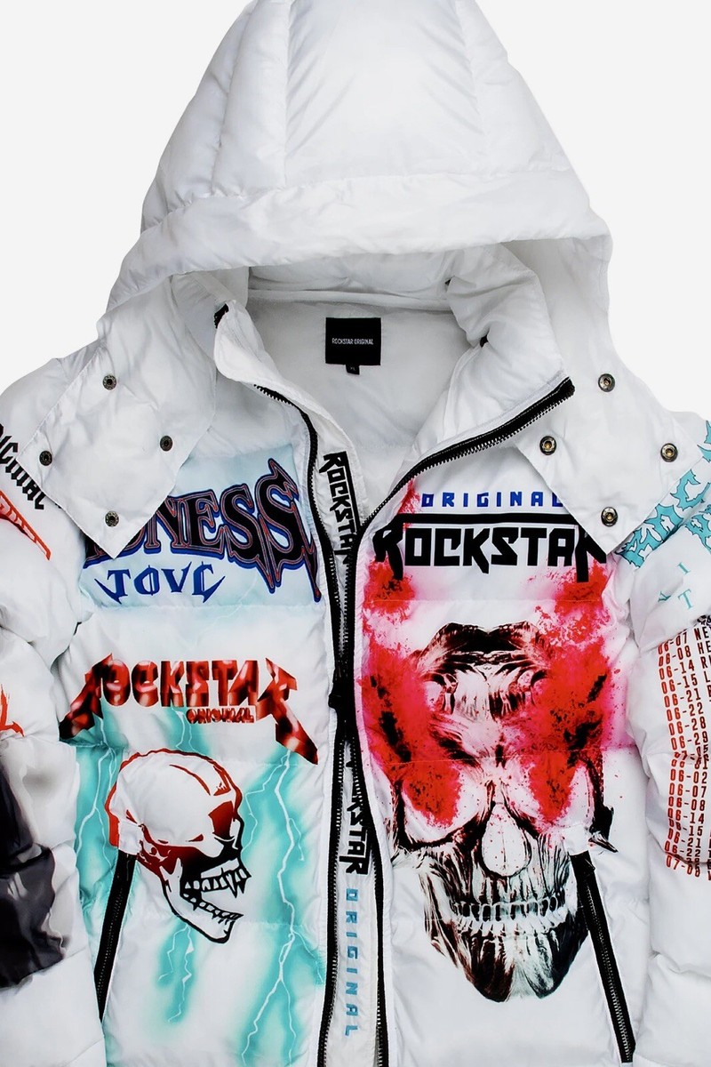 New Rockstar Original Kids Nash Puffer Jacket in White RSK
