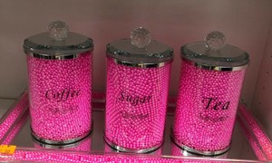 pink tea coffee sugar canister set