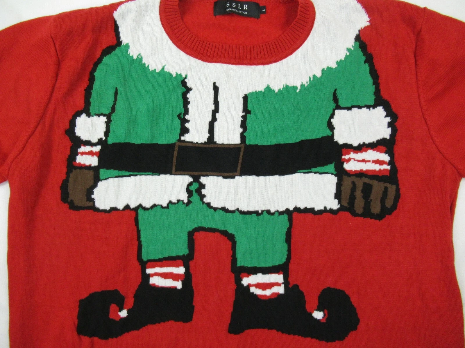 SSLR Men's Christmas Elf Sweater Ugly Holiday Size L