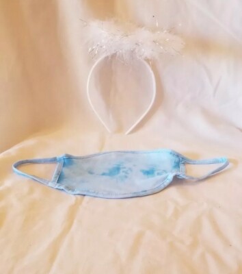 Face Mask Hair Band Set Kids Girls Angel Halo Childrens Protection Washable New 