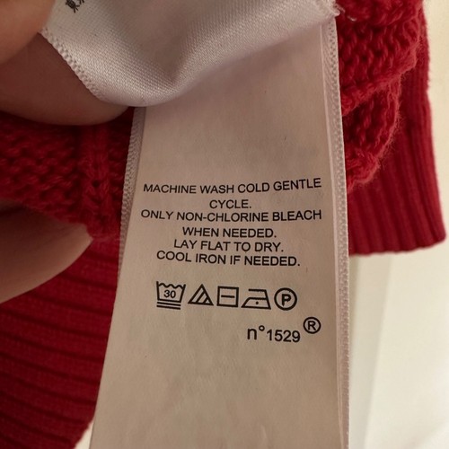Polo Ralph Lauren Boys Cable Knit Crew Neck Fisherman Sweater Red Blue Logo Sz 7 - Picture 6 of 9
