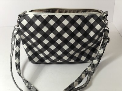 Small Carlos Black And White Checkered Handbag By Carlos Santana