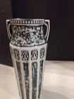 Red Wing Stoneware Pottery Venican Green And White Vase Number 158