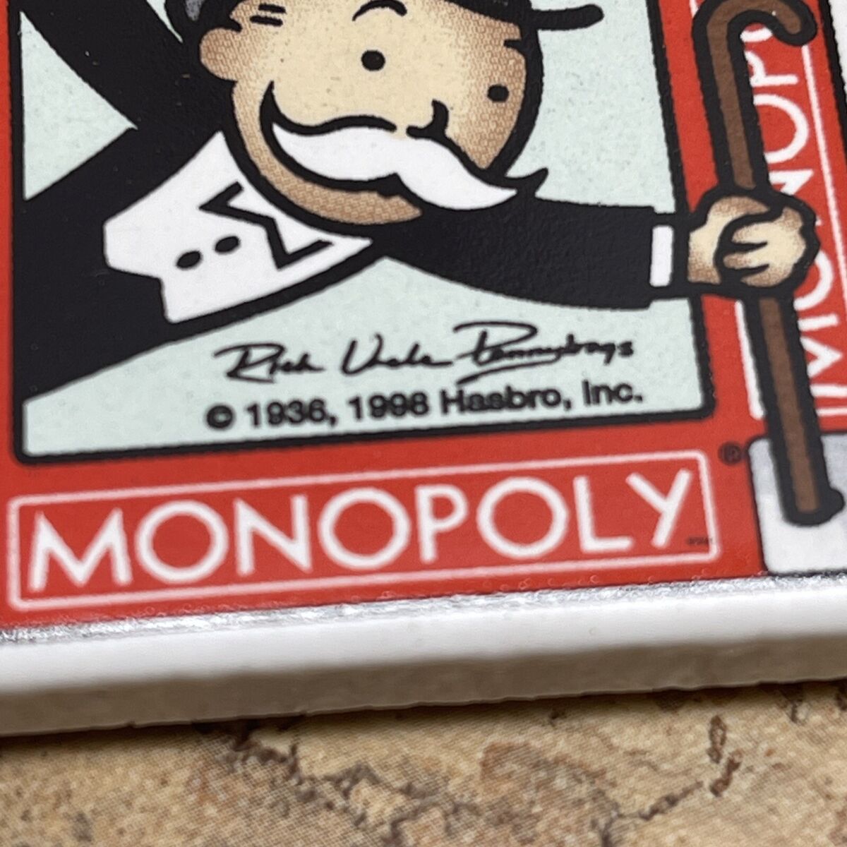 Vintage 1998 Monopoly Set of 4 Ceramic 2” Tile Magnets