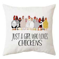 Farmhouse Chicken Themed Pillowcase Decorations for Home Just A Girl Who Love...