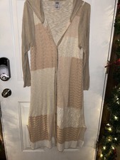 Monroe And Maine Full Length Sweater Jacket With Hood-neutral Colors