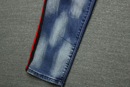 Genuine Authentic Denim Jeans Men's 36x31 Blue Skinny Red Stripes Distressed - Picture 12 of 20