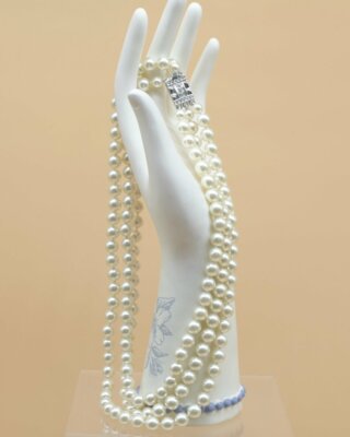 Camrose Kross 3-Strand Lustre Pearl Necklace Jacqueline Kennedy, Orig  Box, COA