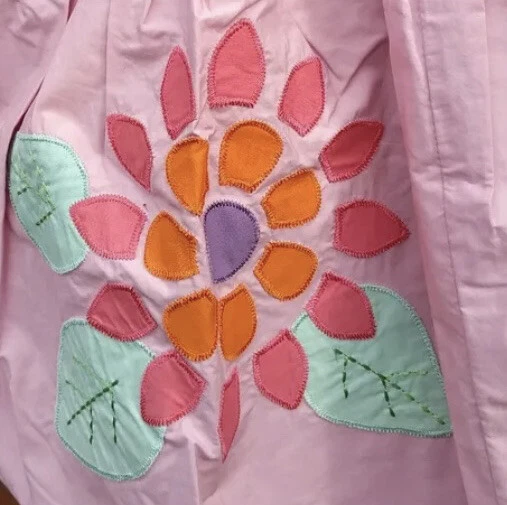 Mini Boden-sz 5/6-Appliqué-Skirt-Pink-Floral-elastic Waist - Image 4 of 4