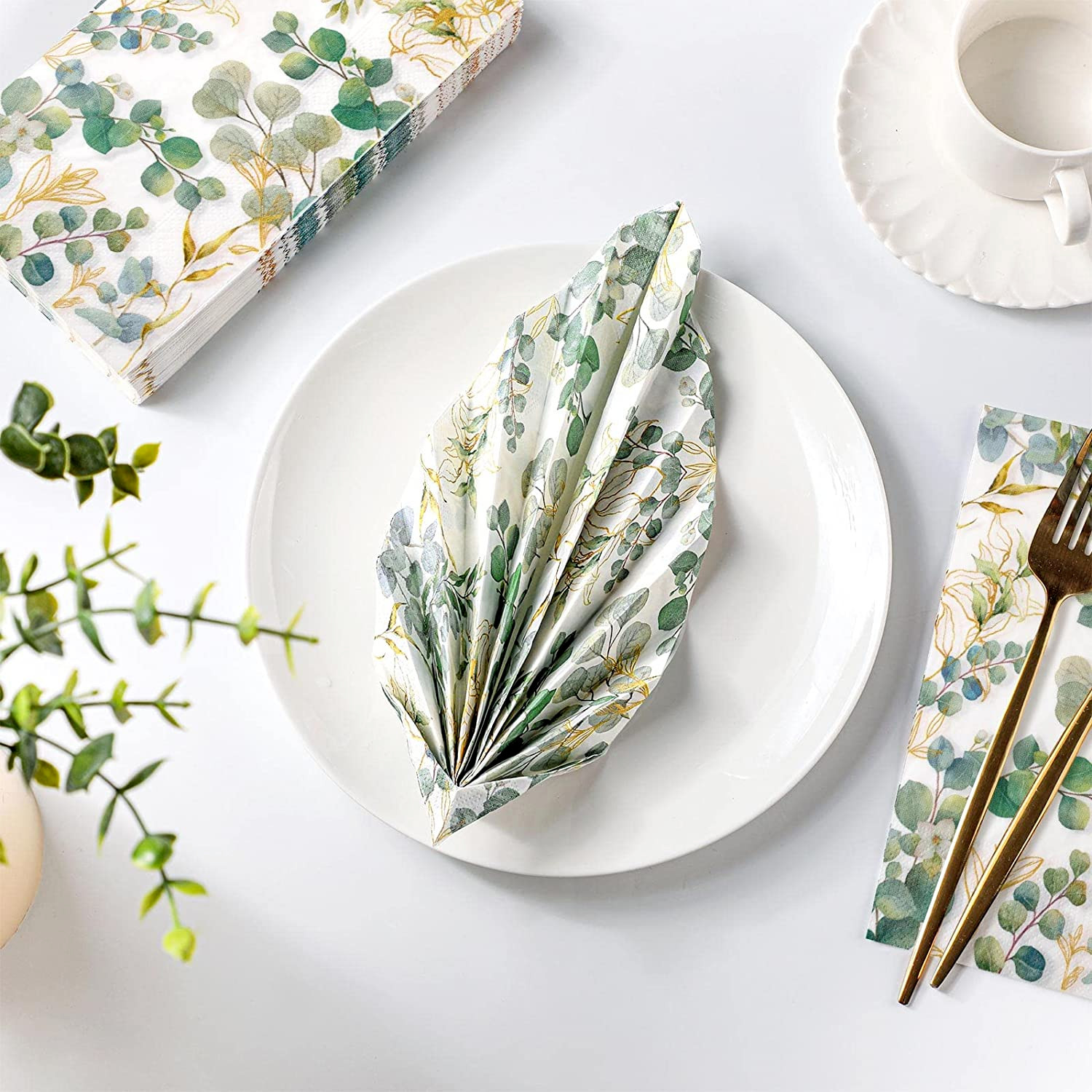 Disposable Hand Towels for Bathroom Eucalyptus Napkins Guest Decorative Paper Fl