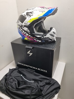 SCORPION VX-22AIR CX Motorradhelm Enduro Cross weiß/schwarz/blau M (57-58cm)