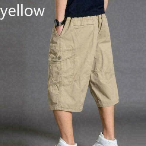 Mens Cotton Baggy Pants Shorts Loose Overall Pockets Trousers Oversize US - Picture 11 of 13