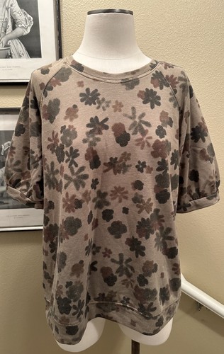 Sonoma XL Green Short Sleeve Cottage Core Floral Sweatshirt Lounge T Shirt Top