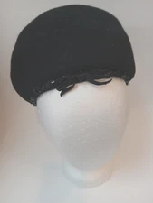 1940s-1960s Black Glenover Wool Sequin Peach Basket Hat Henry Pollak NY