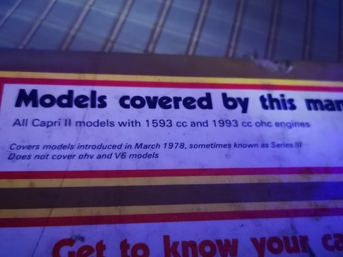 Ford Capri II (and III) 1.6 & 2.0 (74 - 87) Haynes Repair Manual - Picture 2 of 6
