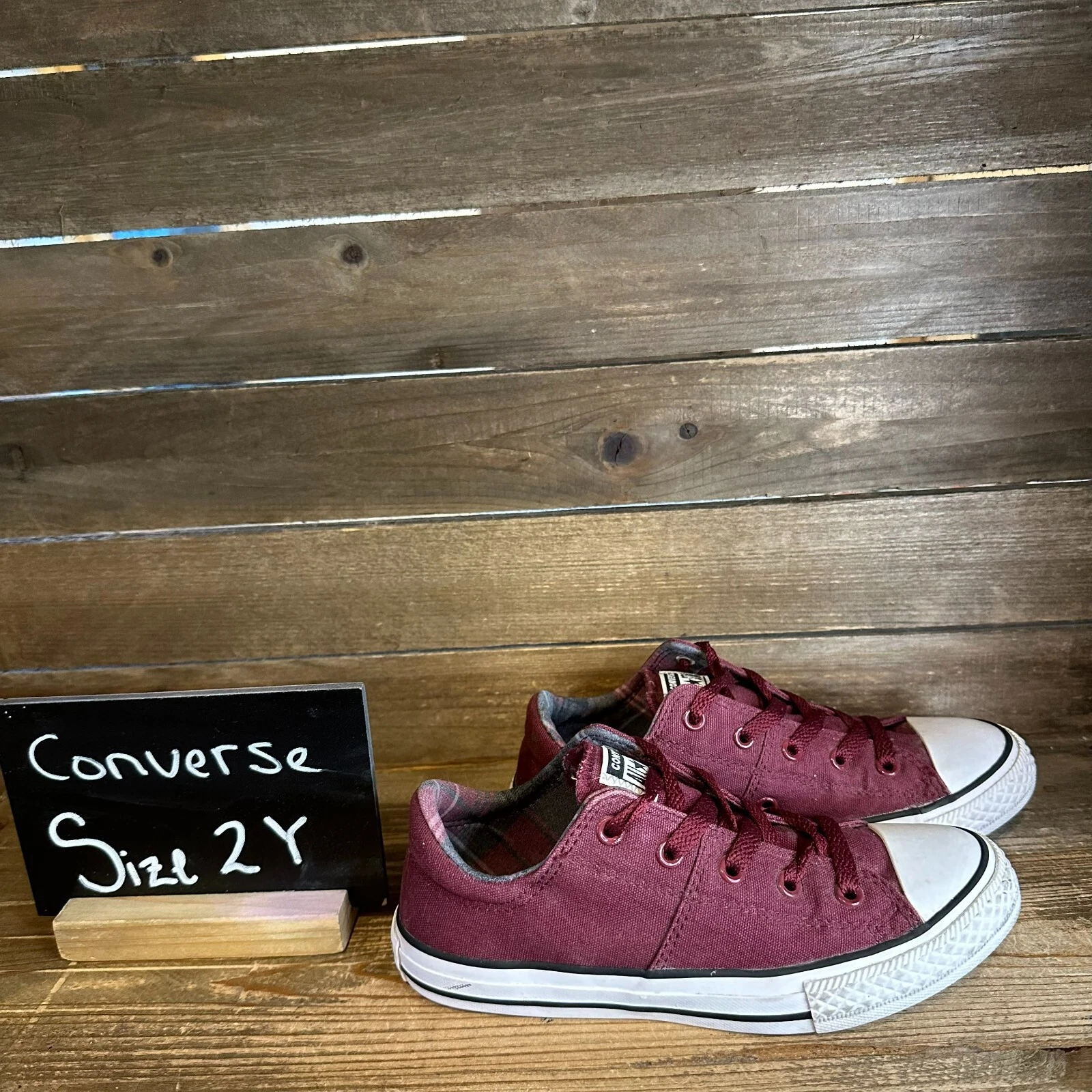 Scarpe da ginnastica bambino Converse CTAS rosso marrone basse casual comode taglia 2 Y ottime condizioni