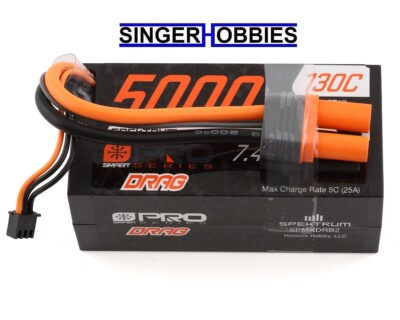 Spektrum SPMXDRB2 2S 130C Smart LiPo No Prep Drag Pro Series Battery w/IC5 HH