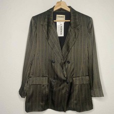 L’agence 100% Silk Navy Gold Stripe Chain Print Blazer Nwt