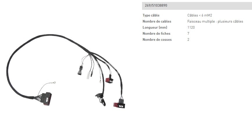 Câble faisceau de commande timon Jungheinrich ERE 225 référence 51038890