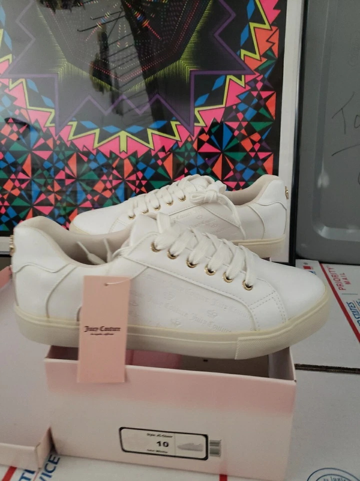 Tenis Juicy Couture para mujer talla 10 zapatos de cuero blanco ☆#1L Foto 2 de 4