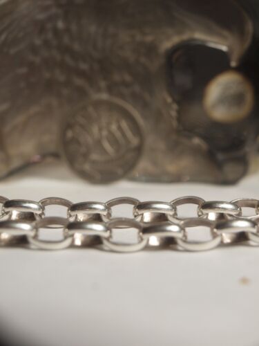 MHJ 925 STERLING SILVER BELCHOR LINK BRACELET WITH SAFETY CHAIN & HEART LOCKET - Picture 6 of 8