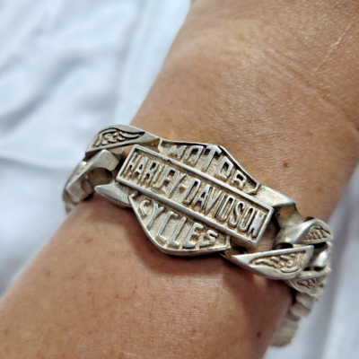 Harley-Davidson  S925 チェーン ブレスレット OLD VINTAGE HARLEY DAVIDSON SILVER PLATED BAR CHAIN BRACELET