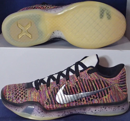 2015 Nike Kobe X Elite Low Flyknit iD Multi-Color Silver Mamba SZ 10 #802817-903