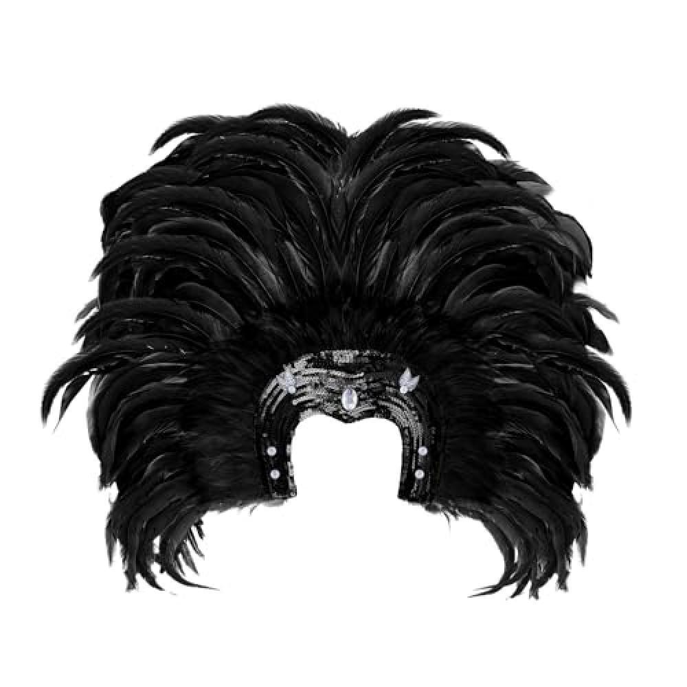 (TG. Normal) "FEATHERED BRAZIL HEADDRESS" - black - - NUOVO