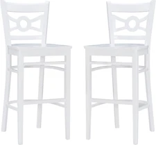 Burbank White Wooden Barstool Set, Set of 2 Fully Assembled