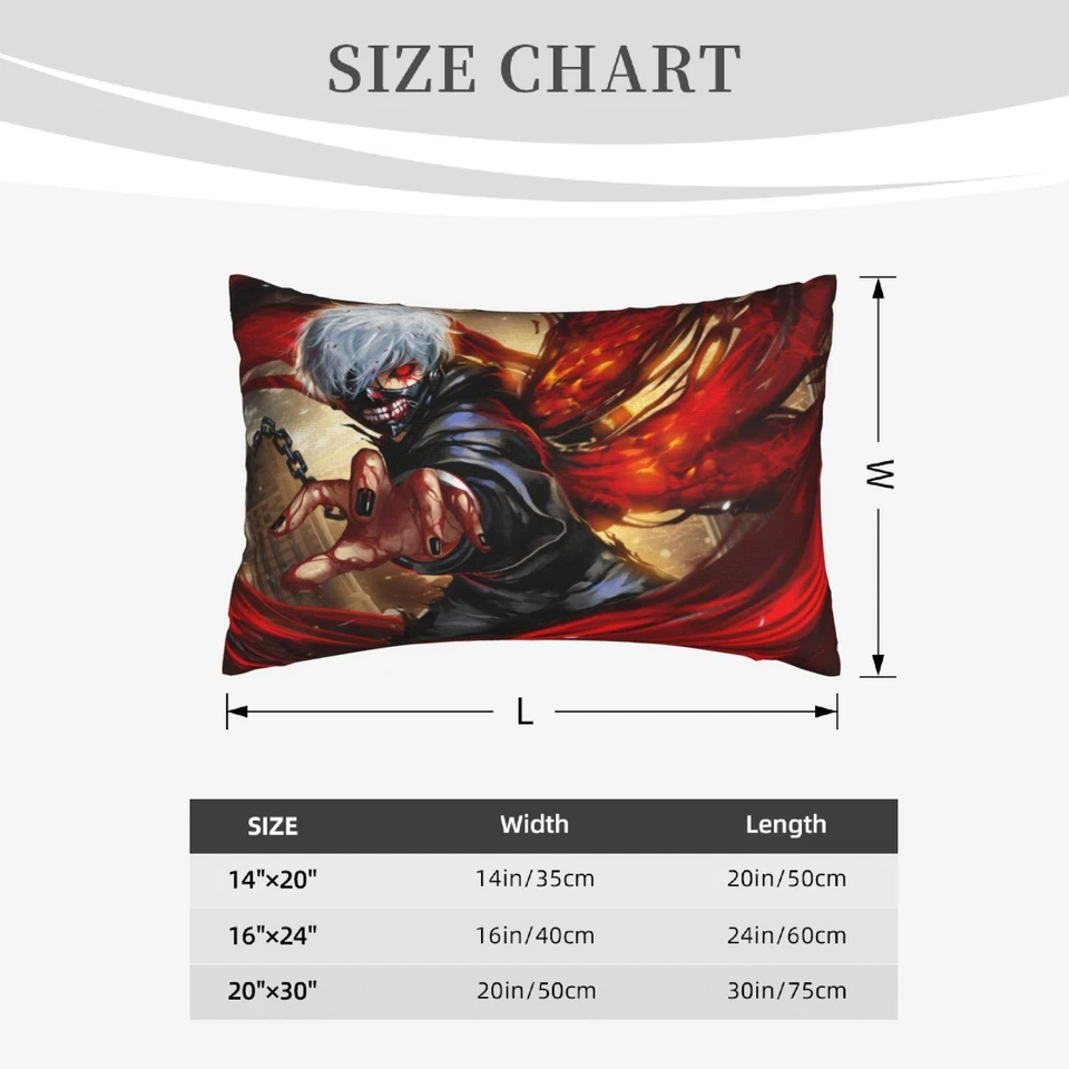 Funda de almohada Tokyo Ghoul anime niños dibujos animados para piel de cabello funda de almohada con cremallera Foto 3 de 4