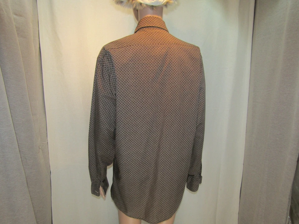 Camisa de vestir vintage Oleg Cassini de Birmania para hombre marrón blanco punto abotonada talla L Foto 2 de 4