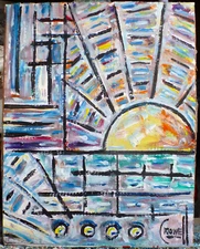 TIME AFTER TIME 8x10 oil painting HARDpanel sunset original art $ signed Crowell