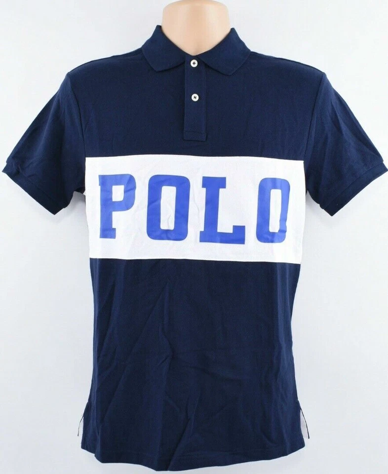 *NEU: Polo by Ralph Lauren Custom Slim Fit Panel Logo Polo-Shirt, navy, Gr. XL * - Bild 1 von 4