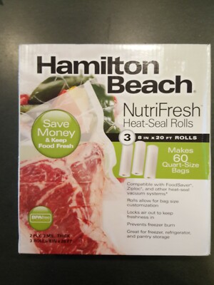 Hamilton Beach NutriFresh Heat-Seal Rolls 3 Rolls makes 60 quart size bags