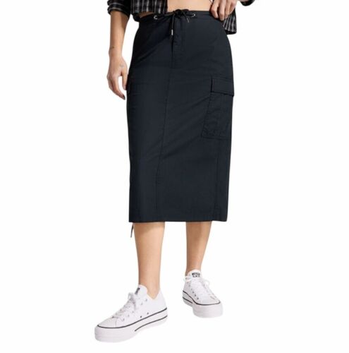 ⭐Converse Women's Skirt Long Woven Cargo Size M Black Street Wear 4 Pockets New - Picture 2 of 7