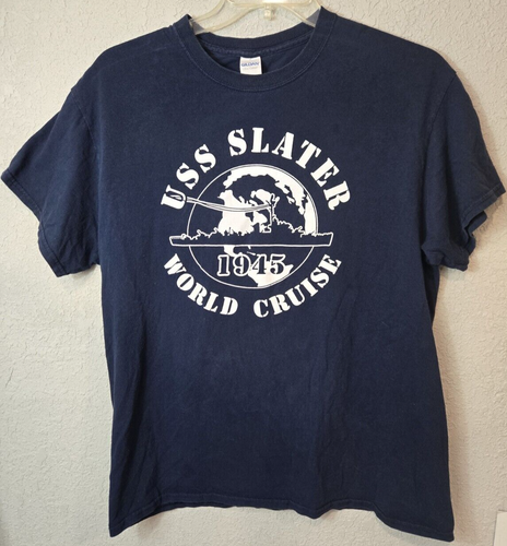 USS Slater DE 766 US Navy Destroyer Escort 1945 World Cruise Shirt Size Large - Picture 2 of 7