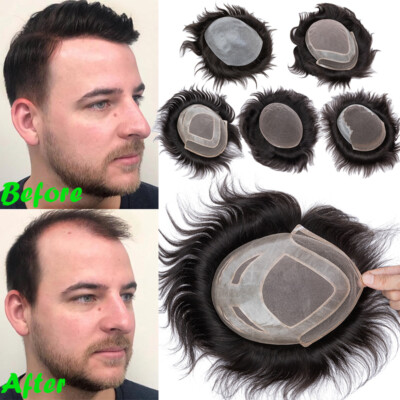 Echthaar Toupet für Männer Haarteile Lace/Skin PU/Mono/Haarsystem Herrenperücke