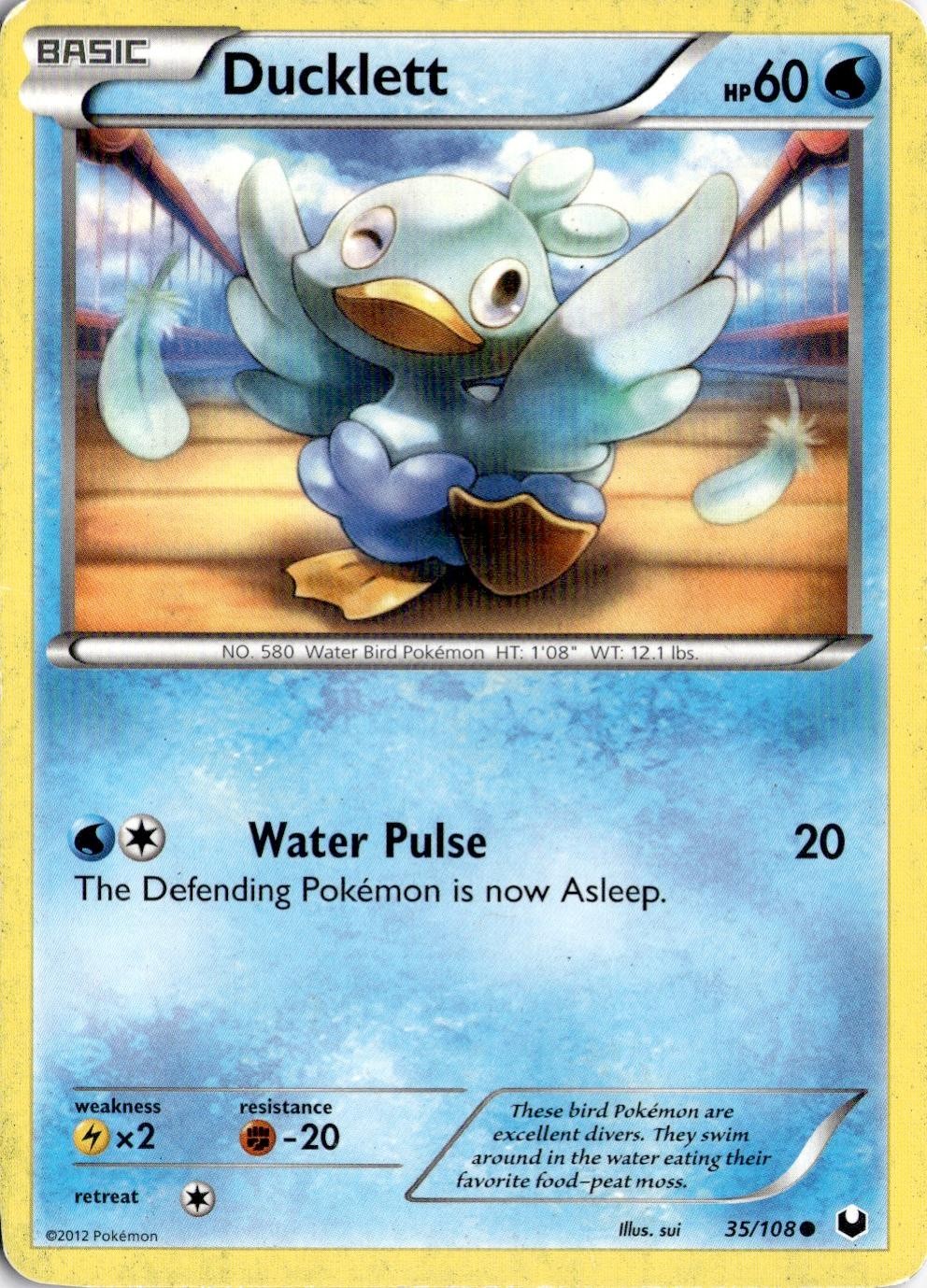 Ducklett 35/108 Common Dark Explorers Pokemon Damaged