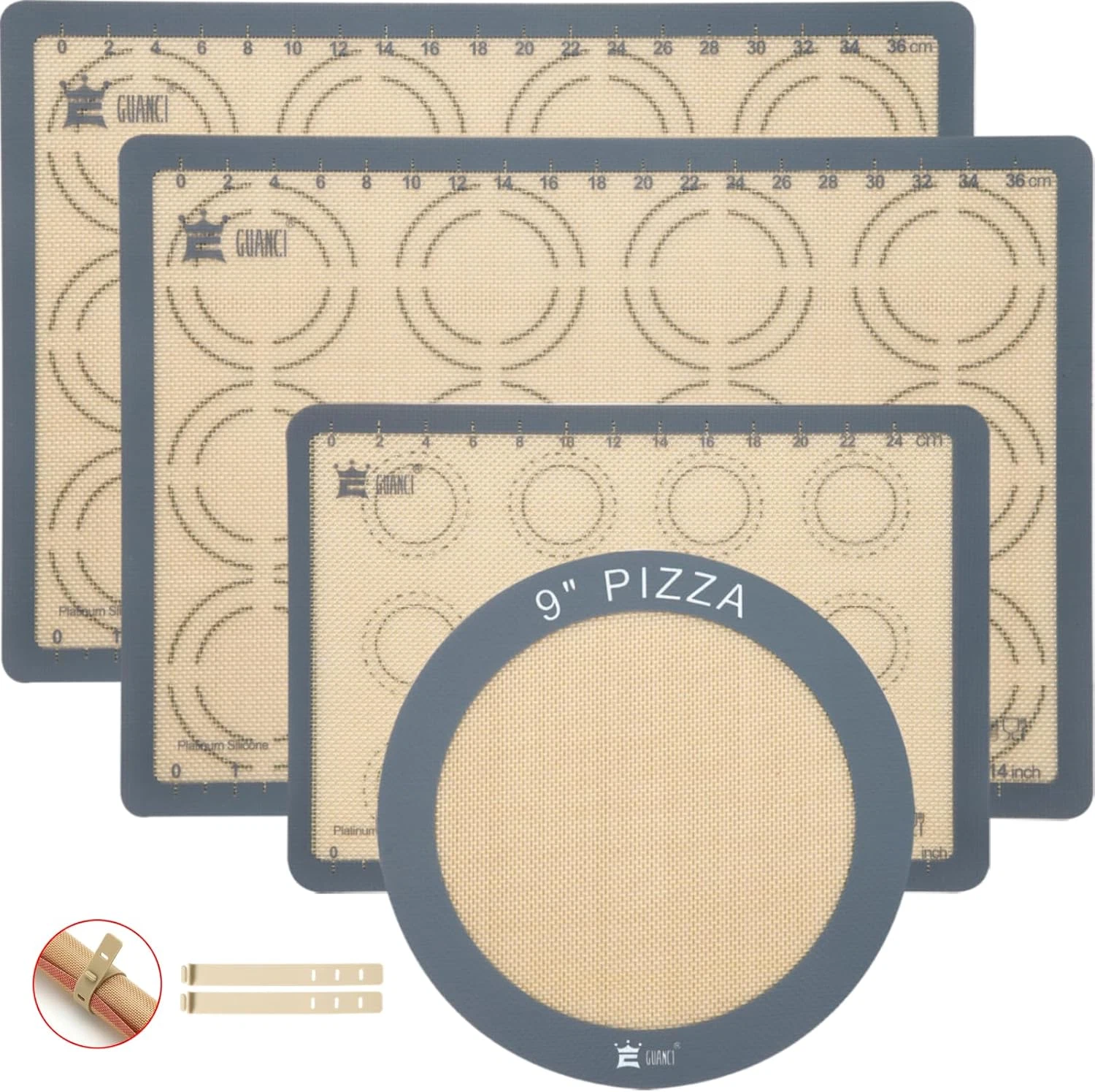 4PCS Silicone Baking Mat Set Non-Stick Reusable Food Grade Oven Baking Mats