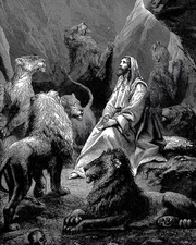 Daniel in the Lion's Den Vintage Bible VINTAGE PAINTING poster print Home Decor