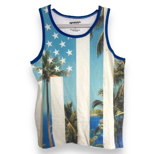 Arizona Jeans Boys Tank Top Size S 8 Beach American Flag Stripe Print NEW - Picture 2 of 6