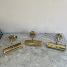 Set Of 3 Matching Brass Style Vintage Picture Lamps Wall Lights Need Re Wiring?