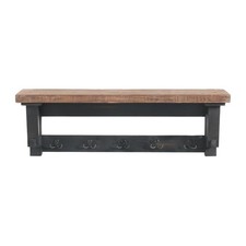 Adam 42 in. Wood Coat Hook with Shelf - Rustic Industrial Entryway Storage Ra...