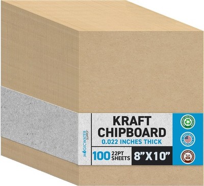 MagicWater Chipboard Sheet for DIY Projects - 8x10 Inch - 100 Pack - 22 pt - ...